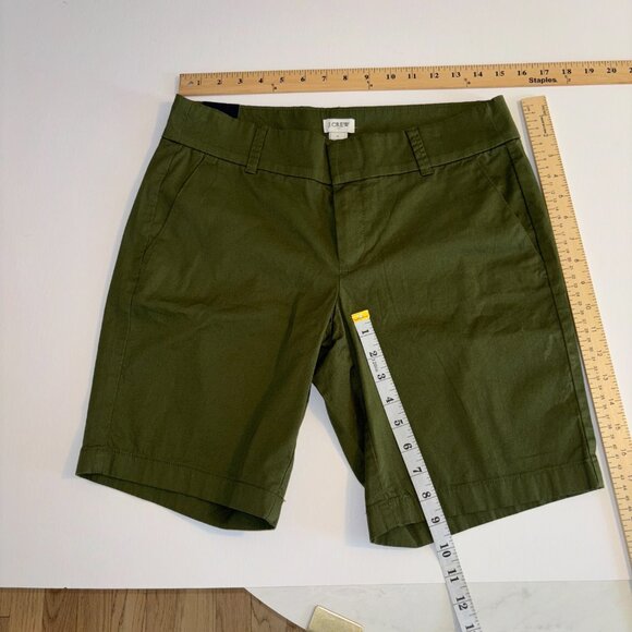 New J.Crew Olive Forrest Green Chino Shorts NWT Size 6 Cotton 9” Inseam Classic - Picture 6 of 10